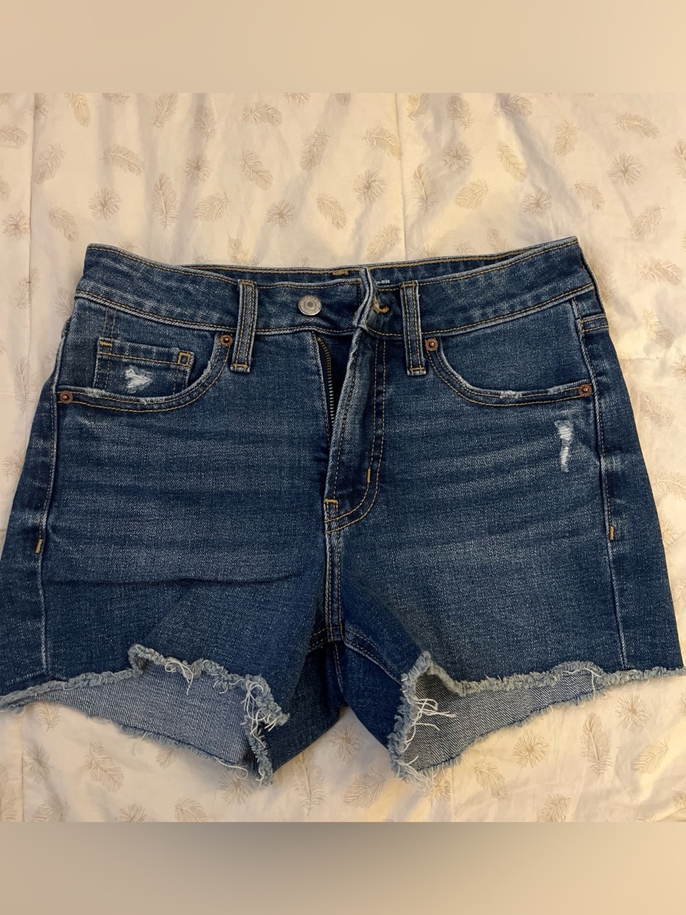 Old Navy Dark Blue Frayed Hem Denim Cutoff Shorts